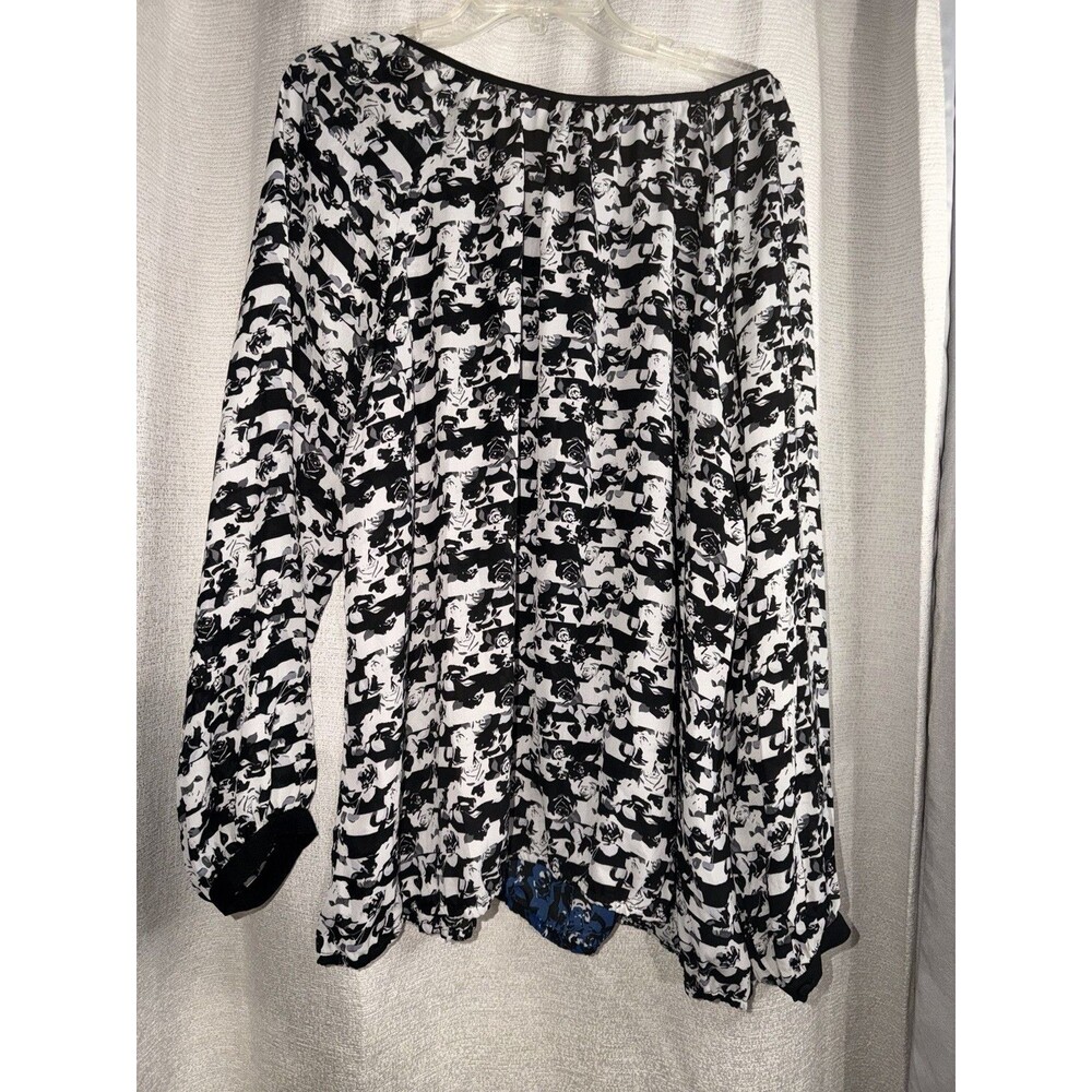NEW City Chic Black Rose Long Sleeve Blouse Tunic Top Size XL - Picture 8 of 9